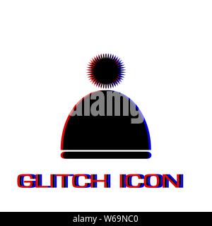 Winter snowboard cap icon flat. Simple pictogram - Glitch effect. Vector illustration symbol Stock Vector