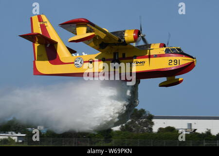 CANADAIR CL-215 WATER BOMBER USED FOR FIGHTING FIRES. Stock Photo