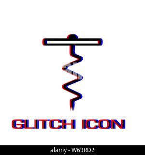 Corkscrew icon flat. Simple pictogram - Glitch effect. Vector illustration symbol Stock Vector