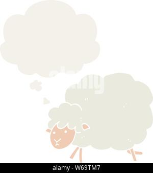 cartoon sheep with thought bubble in retro style Stock Vector