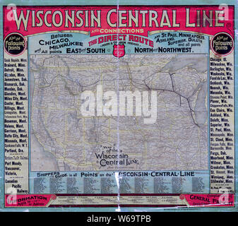 0427 Railroad Maps Map of the Wisconsin Central Line and connections Rebuild and Repair Stock Photo