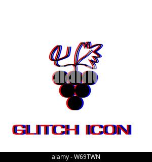Grapes icon flat. Simple pictogram - Glitch effect. Vector illustration symbol Stock Vector