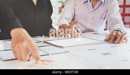 Young UI developer team working on UX add development in modern office style Stock Photo