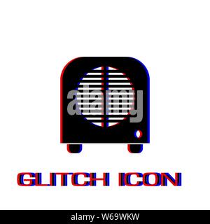 Space heater icon flat. Simple pictogram - Glitch effect. Vector illustration symbol Stock Vector