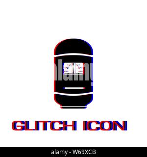 Boiler icon flat. Simple pictogram - Glitch effect. Vector illustration symbol Stock Vector