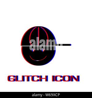Boy with cap icon flat. Simple pictogram - Glitch effect. Vector illustration symbol Stock Vector