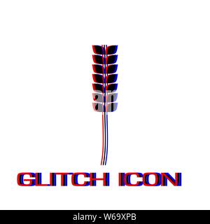 Wheat icon flat. Simple pictogram - Glitch effect. Vector illustration symbol Stock Vector