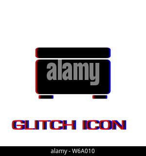 Foot stool icon flat. Simple pictogram - Glitch effect. Vector illustration symbol Stock Vector