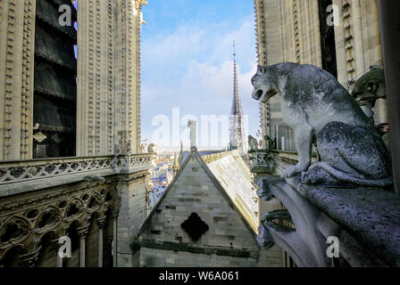 Famous Statue And Gargoyle On The Roof Of Notre Dame Cathedral In Paris Stock Photo