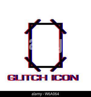 Frame icon flat. Simple pictogram - Glitch effect. Vector illustration symbol Stock Vector