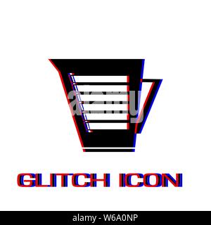 Kettle icon flat. Simple pictogram - Glitch effect. Vector illustration symbol Stock Vector
