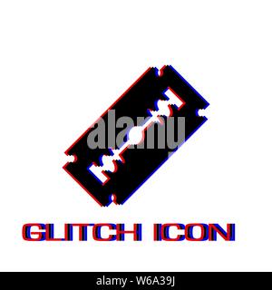 Blade razor icon flat. Simple pictogram - Glitch effect. Vector illustration symbol Stock Vector