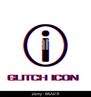 Info icon flat. Simple pictogram - Glitch effect. Vector illustration symbol Stock Vector