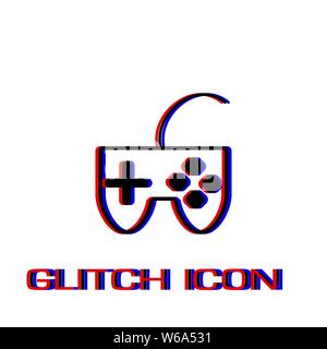 Joystick icon flat. Simple pictogram - Glitch effect. Vector illustration symbol Stock Vector