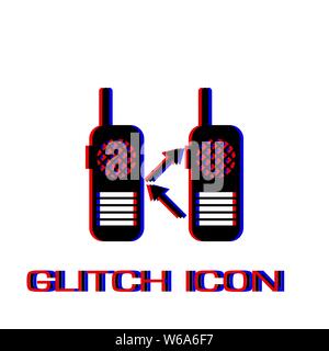 Radio icon flat. Simple pictogram - Glitch effect. Vector illustration symbol Stock Vector
