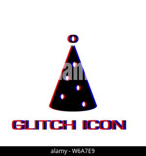 Party hat icon flat. Simple pictogram - Glitch effect. Vector illustration symbol Stock Vector