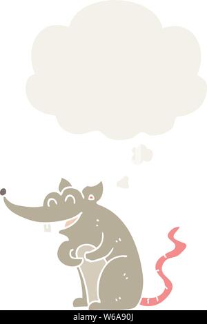 cartoon rat with thought bubble in retro style Stock Vector