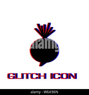 Beet icon flat. Simple pictogram - Glitch effect. Vector illustration symbol Stock Vector