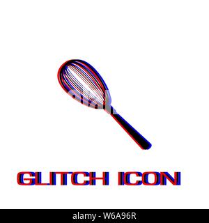 Whisk icon flat. Simple pictogram - Glitch effect. Vector illustration symbol Stock Vector