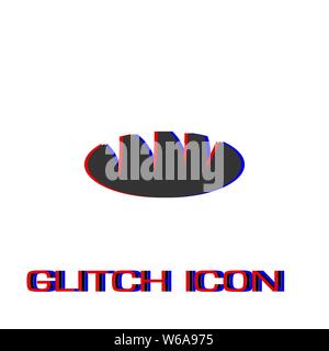 Bread icon flat. Simple pictogram - Glitch effect. Vector illustration symbol Stock Vector