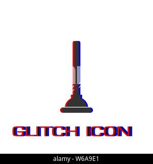 Toilet Plunger icon flat. Simple pictogram - Glitch effect. Vector illustration symbol Stock Vector