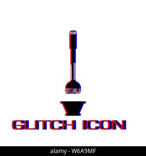 Mop and bucket icon flat. Simple pictogram - Glitch effect. Vector illustration symbol Stock Vector