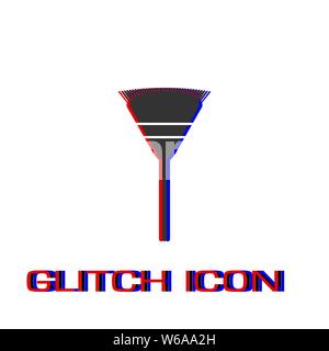 Garden rake icon flat. Simple pictogram - Glitch effect. Vector illustration symbol Stock Vector