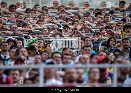 Football fans watch the Group F match between Sweden and South Korea during the FIFA World Cup 2018 in Nizhny Novgorod, Russia, 18 June 2018. Stock Photo
