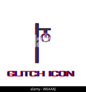 Street clock icon flat. Simple pictogram - Glitch effect. Vector illustration symbol Stock Vector