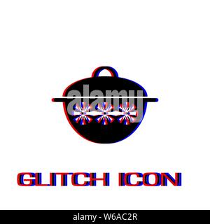 Pot icon flat. Simple pictogram - Glitch effect. Vector illustration symbol Stock Vector