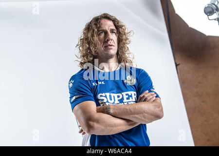 **EXCLUSIVE**Portrait of Spanish retired football player Carles Puyol for the 2018 Super Penguin Soccer Celebrity Game in Shanghai, China, 31 May 2018 Stock Photo