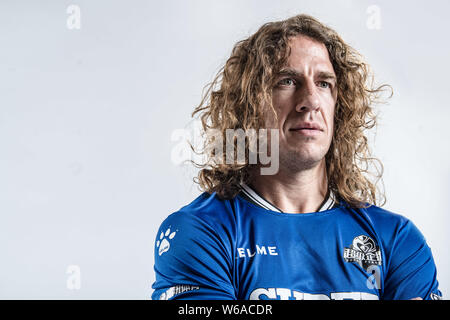 **EXCLUSIVE**Portrait of Spanish retired football player Carles Puyol for the 2018 Super Penguin Soccer Celebrity Game in Shanghai, China, 31 May 2018 Stock Photo