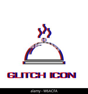 Cloche icon flat. Simple pictogram - Glitch effect. Vector illustration symbol Stock Vector