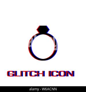 Ring icon flat. Simple pictogram - Glitch effect. Vector illustration symbol Stock Vector