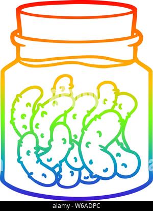 rainbow gradient line drawing of a cartoon pickled gherkins Stock Vector