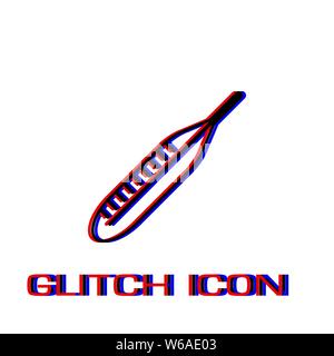 Medical thermometer icon flat. Simple pictogram - Glitch effect. Vector illustration symbol Stock Vector