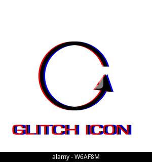 Refresh reload rotation loop icon flat. Simple pictogram - Glitch effect. Vector illustration symbol Stock Vector