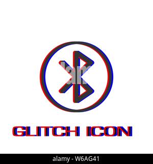 Bluetooth icon flat. Simple pictogram - Glitch effect. Vector illustration symbol Stock Vector