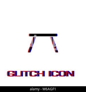 Table icon flat. Simple pictogram - Glitch effect. Vector illustration symbol Stock Vector
