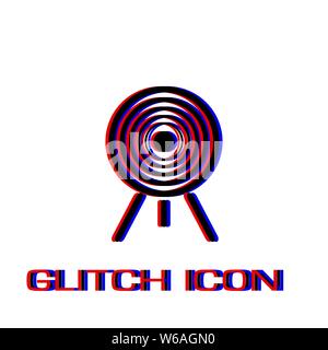 Target icon flat. Simple pictogram - Glitch effect. Vector illustration symbol Stock Vector