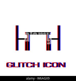 Table with chairs icon flat. Simple pictogram - Glitch effect. Vector illustration symbol Stock Vector