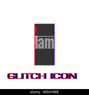 Fridge icon flat. Simple pictogram - Glitch effect. Vector illustration symbol Stock Vector
