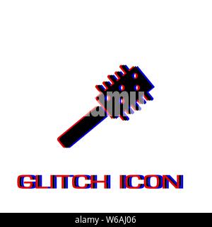 Comb icon flat. Simple pictogram - Glitch effect. Vector illustration symbol Stock Vector