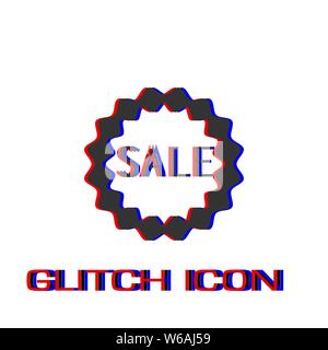 Sale badge or sticker icon flat. Simple pictogram - Glitch effect. Vector illustration symbol Stock Vector