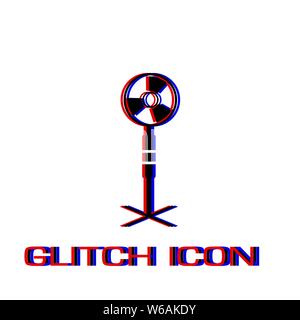 Fan air conditioner icon flat. Simple pictogram - Glitch effect. Vector illustration symbol Stock Vector