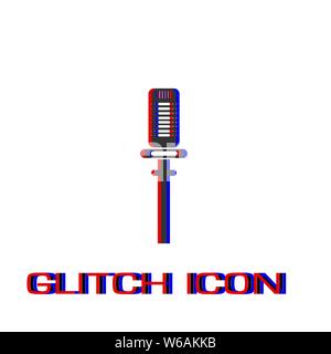 Sound recording equipment icon flat. Simple pictogram - Glitch effect. Vector illustration symbol Stock Vector