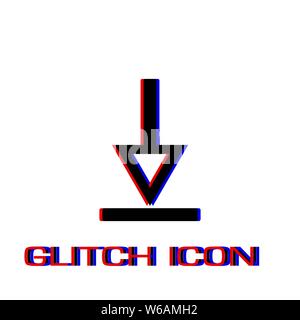 Down arrow icon flat. Simple pictogram - Glitch effect. Vector illustration symbol Stock Vector