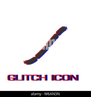 Pork sausage chain icon flat. Simple pictogram - Glitch effect. Vector illustration symbol Stock Vector