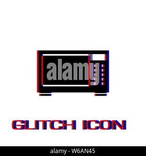 Microwave icon flat. Simple pictogram - Glitch effect. Vector illustration symbol Stock Vector