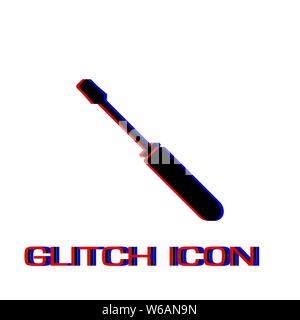 Screwdriver icon flat. Simple pictogram - Glitch effect. Vector illustration symbol Stock Vector